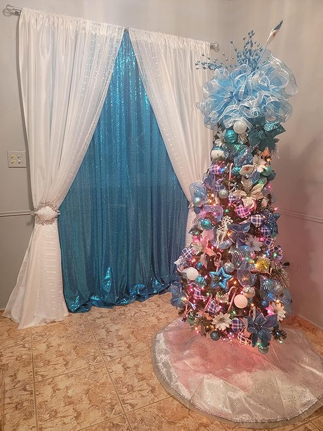 ShiDianYi Sequin Backdrop Turquoise 2 Panels 4FTx10FT Backdrops - Image 6
