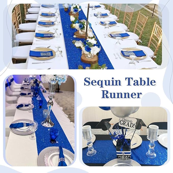 Glitter Sequin Table Runners Royal Blue 10 Pieces 12x108 Inches Sequin Fabric - Image 7