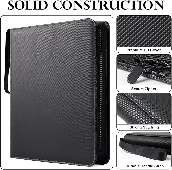 GEAoffice Trading Card Binder 12 Pocket Hold 720 Cards, Premium PU Cover Zipper - Image 3