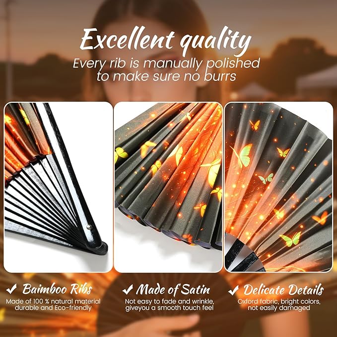 SYNTECSO Folding Hand Fan for Rave, Popping Fan for Line Dancing, Drag Queen - Image 3