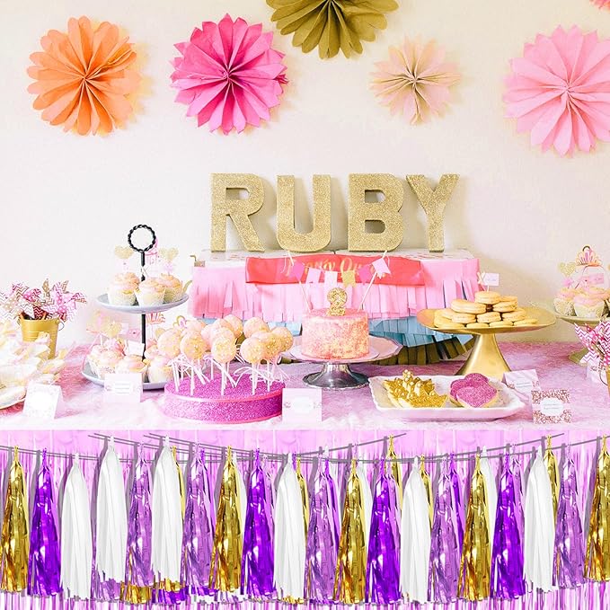 6P Purple-Gold Party Decoration Tassel Garland, Tassels Banner Streamers - Image 7