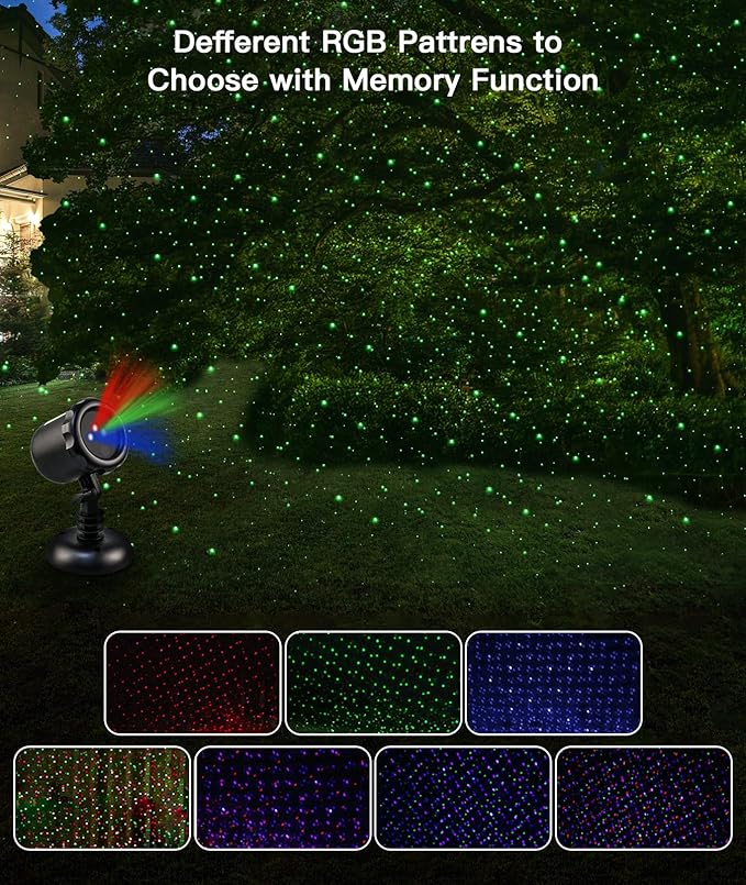 Christmas Projector Lights Outdoor, 3 Color Laser Light Projector, Waterproof - Image 4