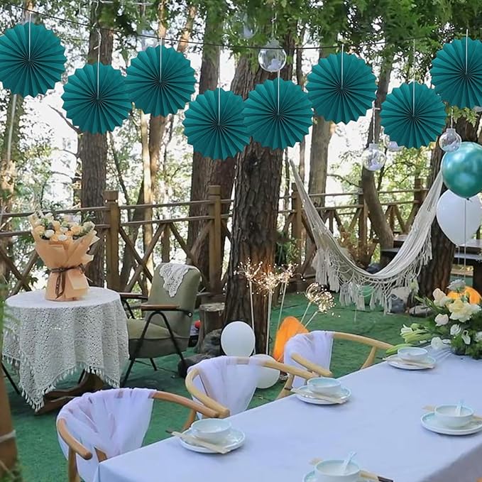 Green Birthday Decorations, DIY Green Paper Fans Hanging Decoration, Party - Image 5