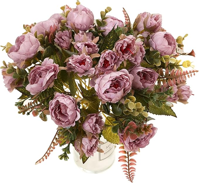 Artificial Flowers Vintage Fake Peony Flowers Silk Mini Plastic Peony Bridal - Image 3