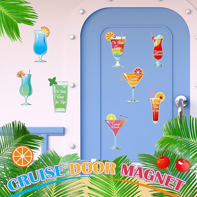 Xuhal 25 Pieces Tropical Drink Cruise Door Decorations Funny Magnetic Cruise - Image 3
