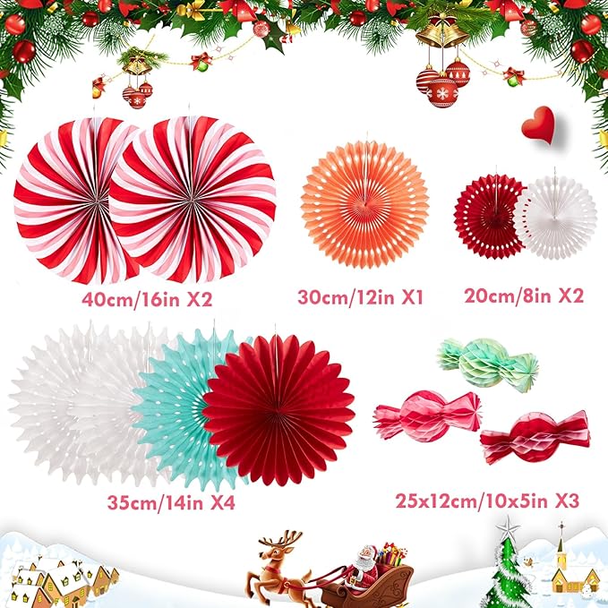 Christmas Hanging Paper Fans Decoration Christmas Peppermint Candy Hanging - Image 2