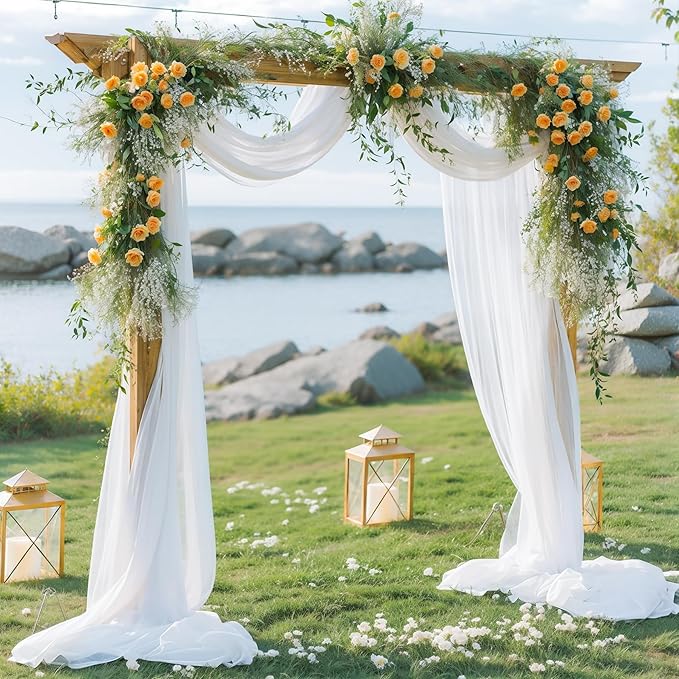 Wedding Arch Draping Fabric White Arch Drapes Sheer Backdrop Curtain - Image 6