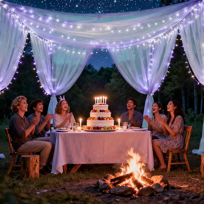 Wedding Arch Draping Fabric 29" x 18 FT Lavender Sheer Chiffon Outdoor Curtain - Image 4