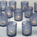 24pcs Blue Votive Candle Holders, Glass Votives Candle Holder in Bulk by Uniteland