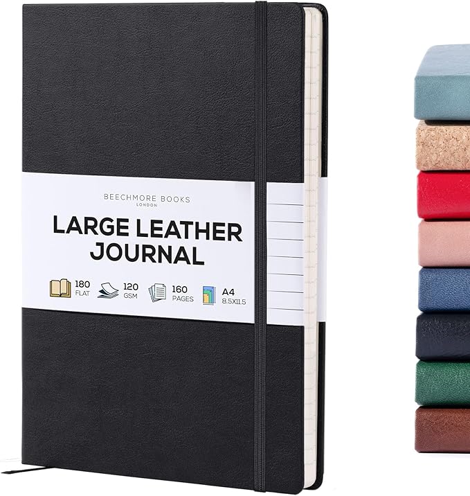 BEECHMORE BOOKS Lined Journal Notebook, 8.5 x 11.5 inch, A4 160 Lined Pages by BeechmoreBooks