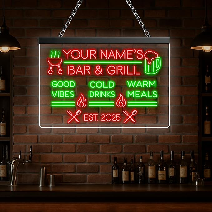 BBQ Neon Sign Custom Bar and Grill Sign Patio LED Lights Personalized Backyard - Image 2