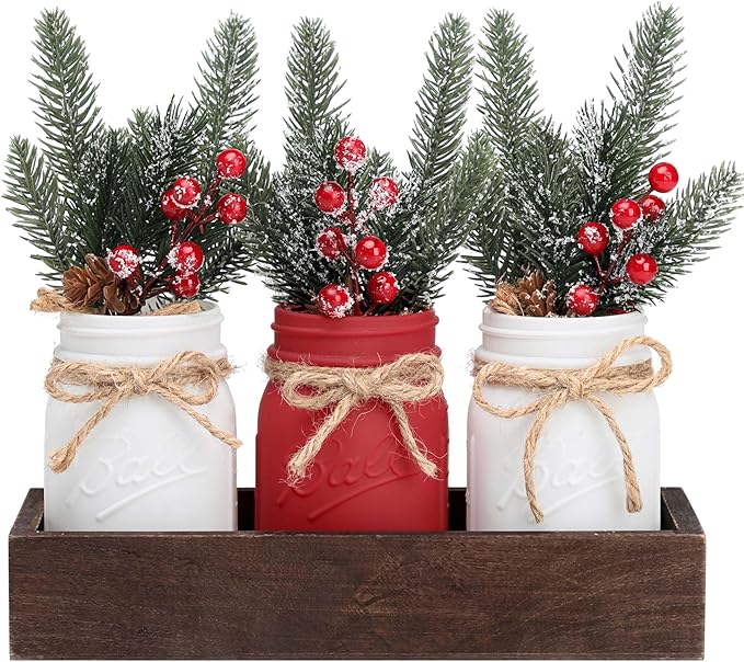 Christmas Mason Jars, Christmas Centerpieces by SUPREMELIGHTS%C2%B72017%C2%B7