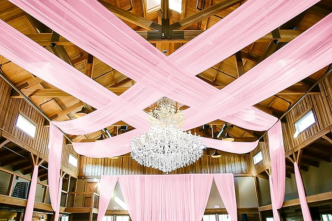 6 Panels Pink Ceiling Drapes for Wedding 5ftx20ft Ceiling Drapes Wedding Arch - Image 5