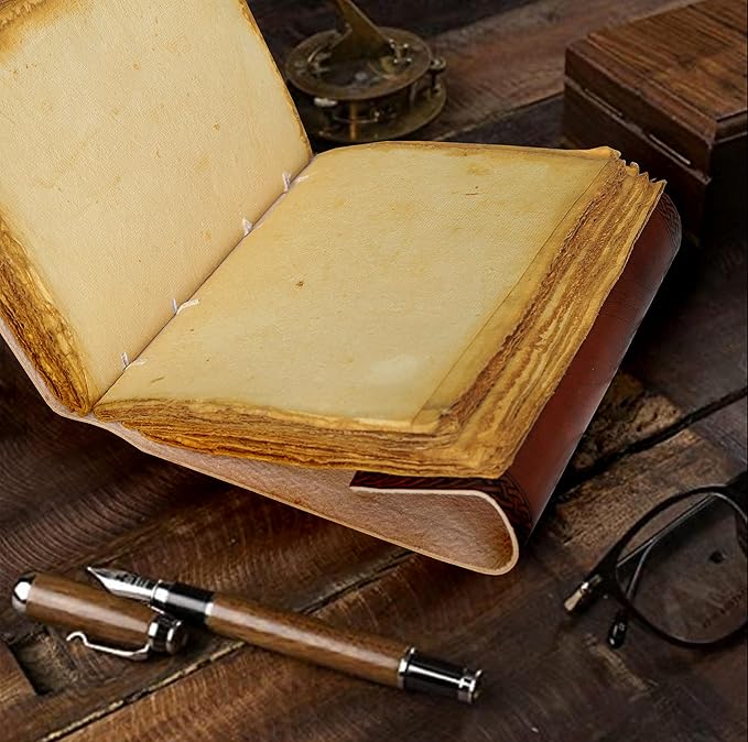 cuero 3 Moon Blue Lapiz Embossed Vintage Leather Journal - Image 3