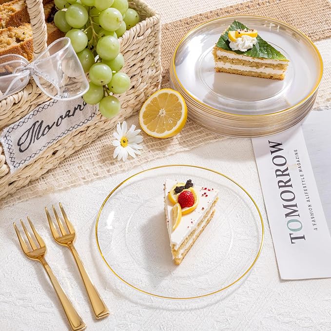 Festiva 200Pcs Clear Plastic Dessert Plates Disposable 6.3" - Image 8