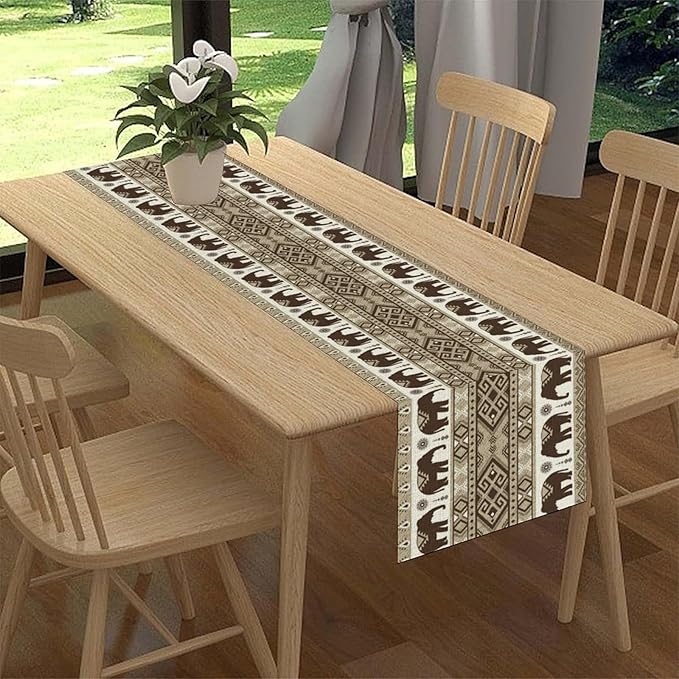 Ethnic Table Runner, Rustic Farmhouse Boho Indian Bohemian Elephant Aztec - Image 3