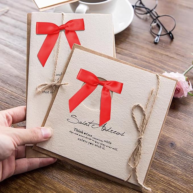 50Pcs Red Twist Tie Bows for Gift Wrapping 2.5" Satin Ribbon Bow for Treat Bags - Image 6