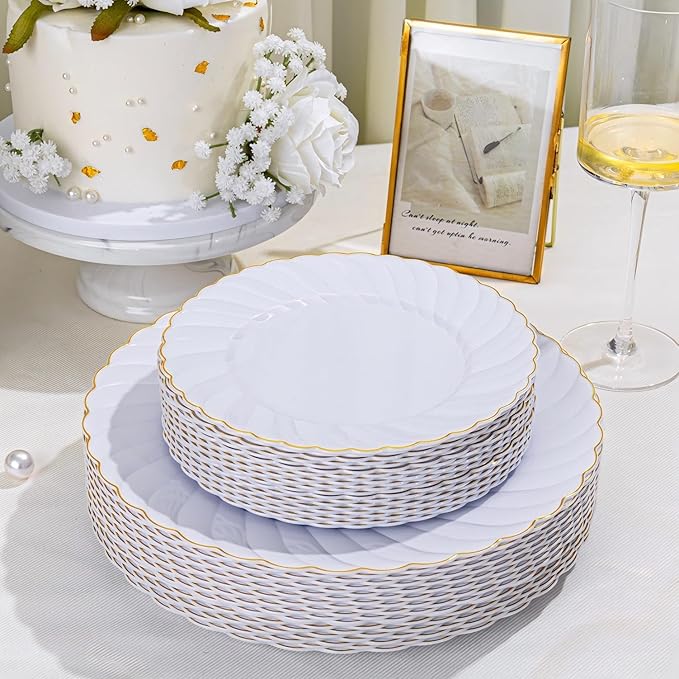 U-QE 60 Pcs White Plastic Plates - Image 9