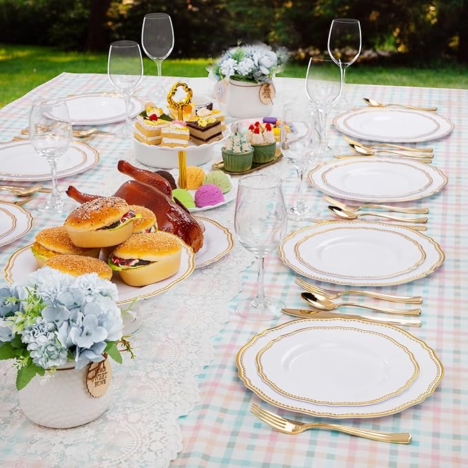 Hioasis 60pcs Gold Plastic Plates - Image 8
