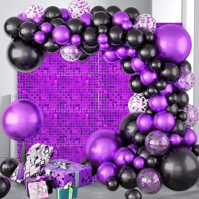 12PCS Purple Shimmer Wall Backdrop, Square Sequin Photo Backdrops Panel - Image 3