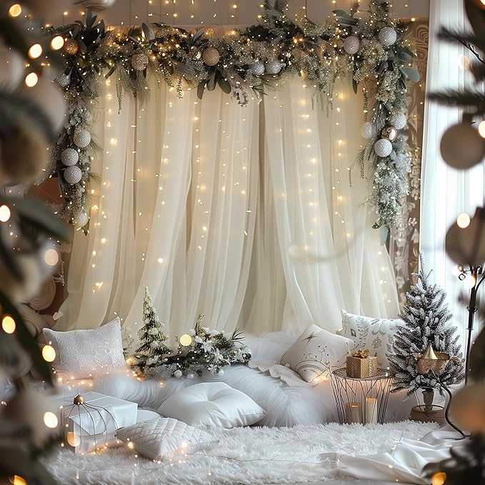 Fomcet Ivory Tulle Backdrop Curtains - Image 6