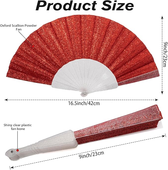 12 Pack Handheld Fan, Folding Hand Glitter Fan - Image 2