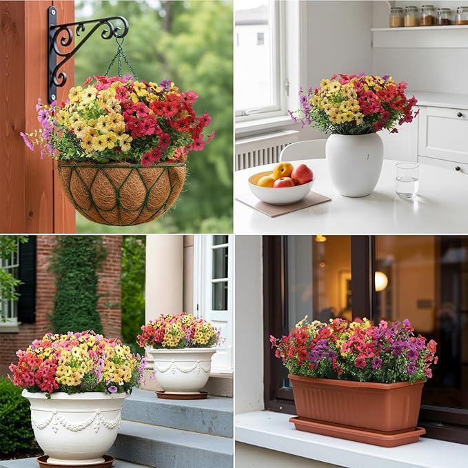 Artificial Flowers for Outdoors 12 Bundles, UV Resistant Colorful Fake Silk - Image 5