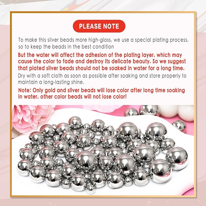300Pcs Vase Filler Silver No Hole Faux Pearl Beads - Image 7