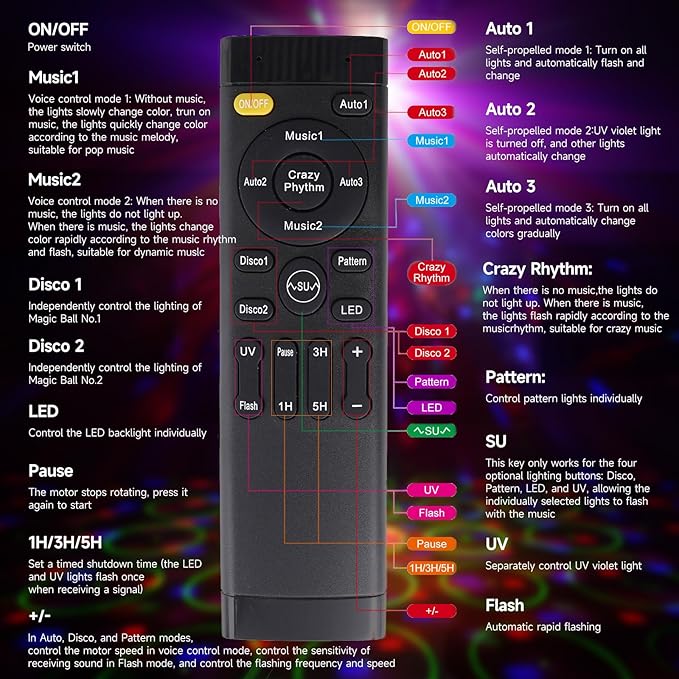 6 in 1 Party Lights Disco Ball Light Dj Disco Lights LED Stage Strobe Lights - Image 7
