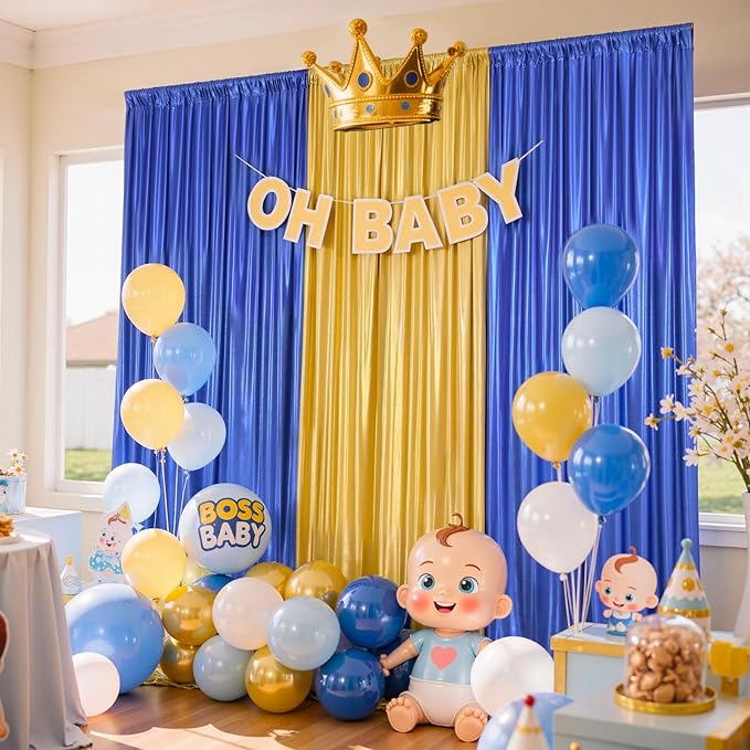10x10 Wrinkle Free Royal Blue Sequin Backdrop Curtain - Image 7