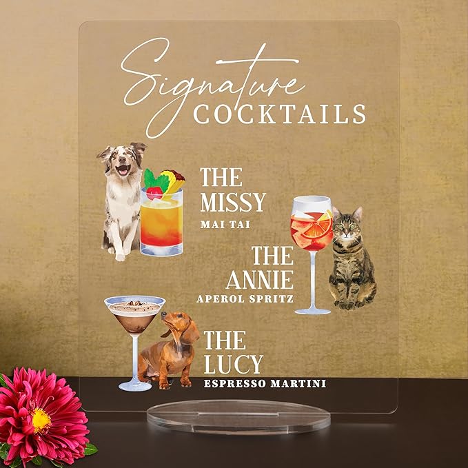 Pet Signature Drink Wedding Signs by Elation+Factory+Co.