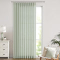 Vision Home Light Green Pinch Pleated Semi Sheer Curtains Textured Linen by VisionHome