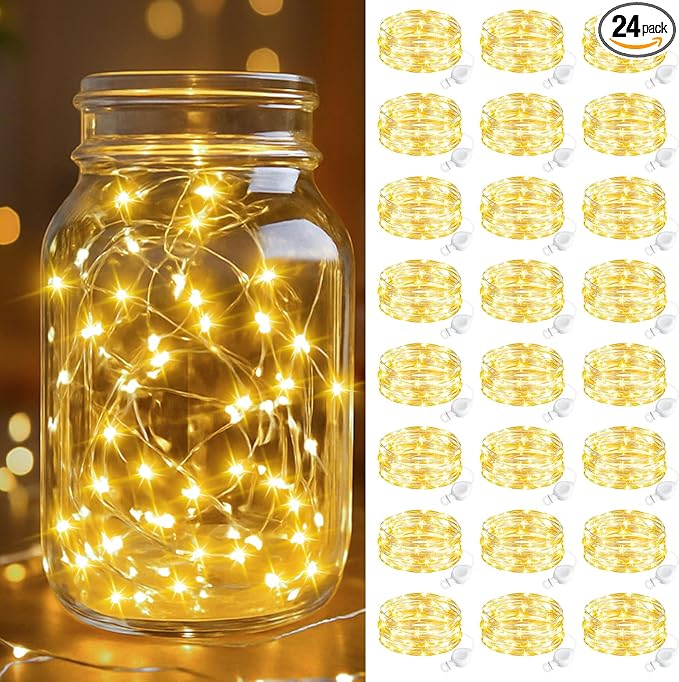 btfarm 24 Pack Fairy Lights Battery Operated, 7FT 20 LED Mini String Lights by btfarmdecorativelighting