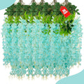 36 Pack Teal Wisteria Hanging Flowers, 3.44 Ft Fake Hanging Flowers, Artificial by ZEBMOON