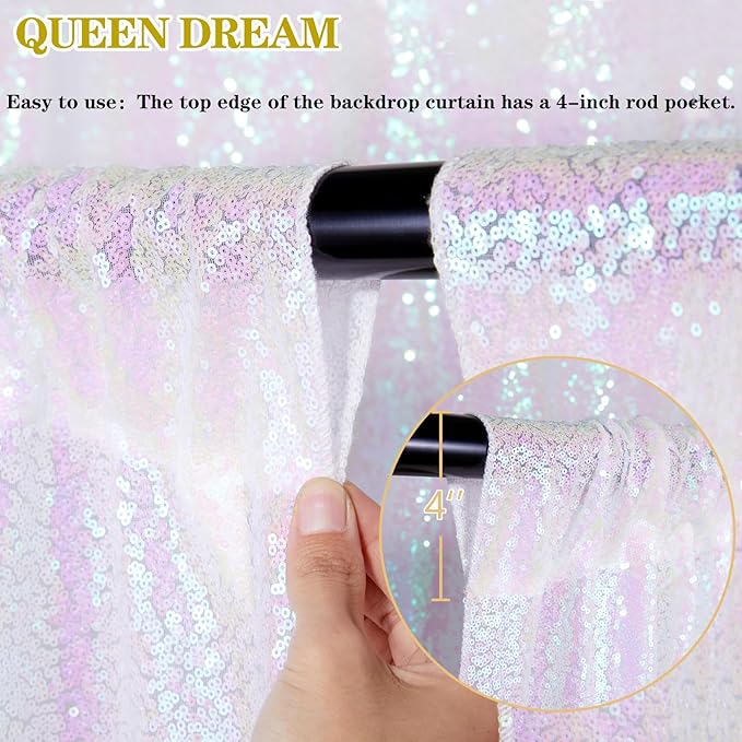 Backdrop Curtains 6 Panels Iridescent Sequin Background 2ftx8ft Glitter Fabric - Image 5
