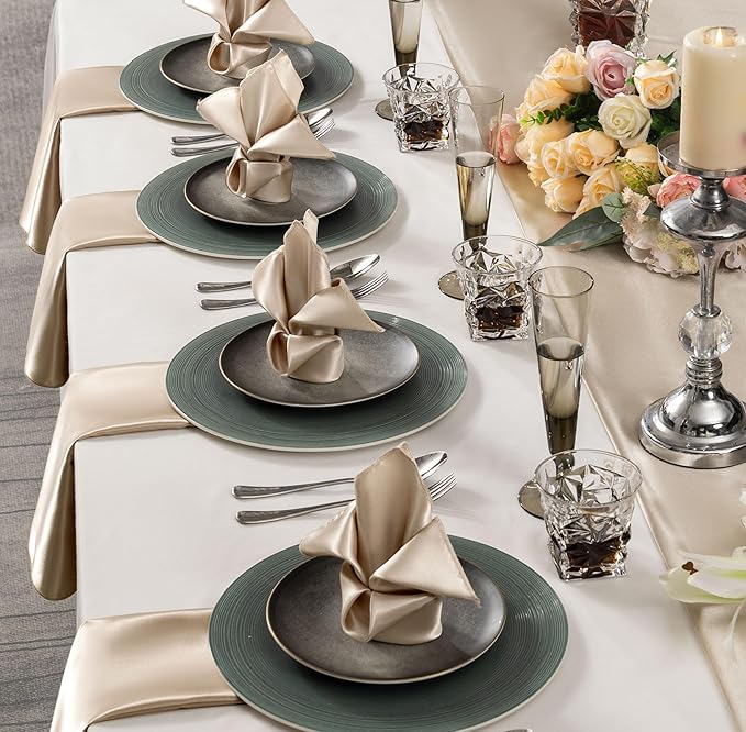 36 Pack Square Satin Dinner Napkins, 16x16 Inches Silky Soft Smooth Table Cloth - Image 2