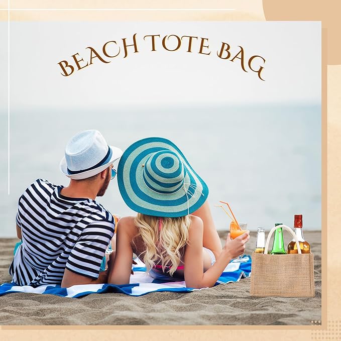 Cunno 24 Pcs Burlap Tote Bag Mini Jute Reusable Waterproof Bag - Image 6