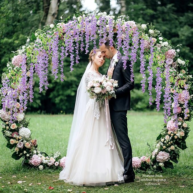 12 Pack Light Purple Wisteria Hanging Flowers Garland, 3.77 Feet Artificial - Image 6