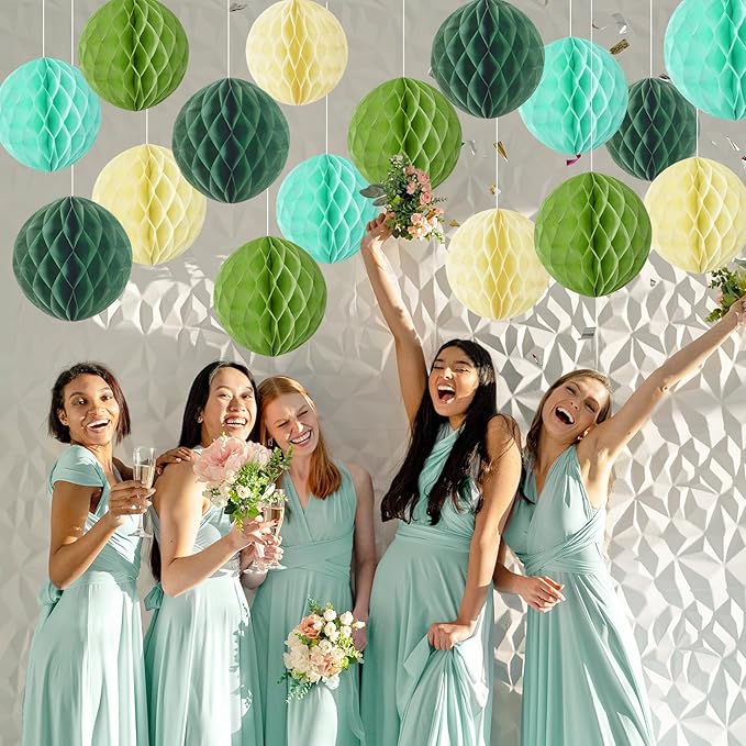 Sage Green Honeycomb Balls Decorations Sage Green Honeycomb Paper Decorations - Image 5