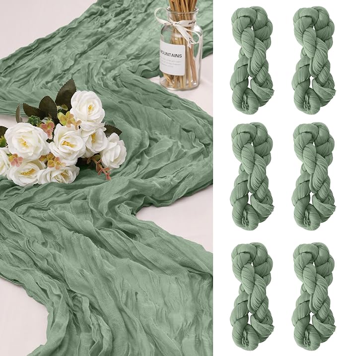 6 Pack Cheesecloth Table Runner 10Ft Christmas Gauze Boho Table Runners by HOME