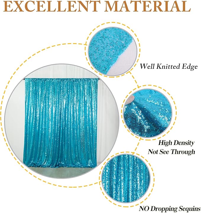 ShinyBeauty Sequin Curtain Turquoise 4FTx8FT Photo Backdrop - Image 4
