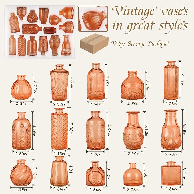 Bud Vases15 Pcs for Centerpieces Wedding, Flower Vases in Bulk for Rustic Home - Image 2