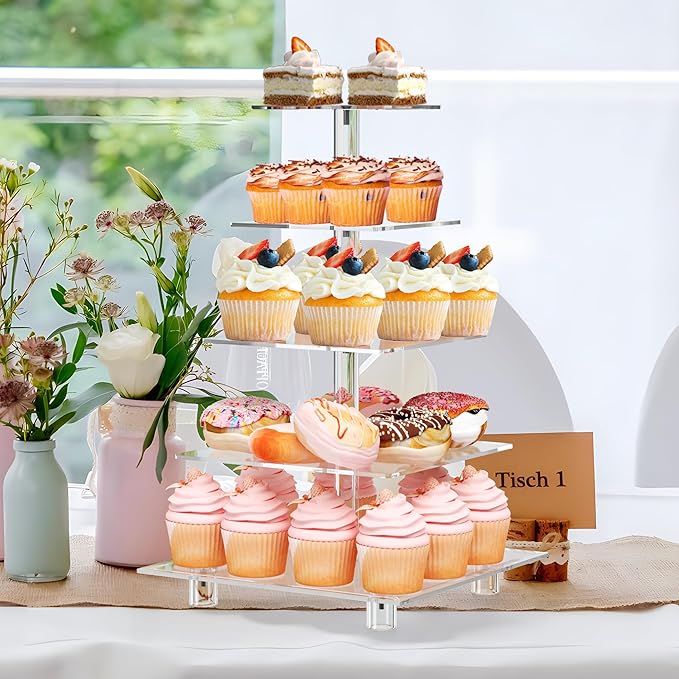 Cupcake Stand for 50 Cupcakes, 5 Tier Cupcake Holder, Large Clear Cupcake Tower - Image 6