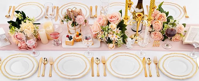Hioasis 60pcs Gold Plastic Plates - Image 8