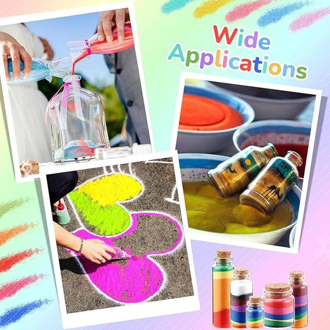 Wettarn 120 Pcs 1.25 oz Sand Art Bottle Kits 60 Colors of Sand and Bottle - Image 6