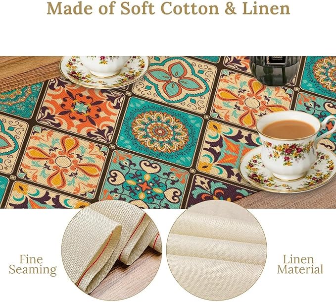 Boho Floral Table Runner, Vintage Bohemian Style Table Runner - Image 5