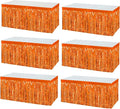 6 Pack 29x108 Inch Orange Metallic Foil Fringe Tinsel Table Skirts Banner by AIKENLIN
