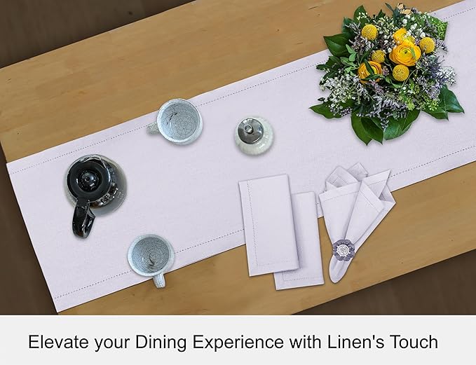 Ruvanti Linen Table Runner 60 Inches, Classic Hemstitch, Non-Slipping, Stain - Image 7