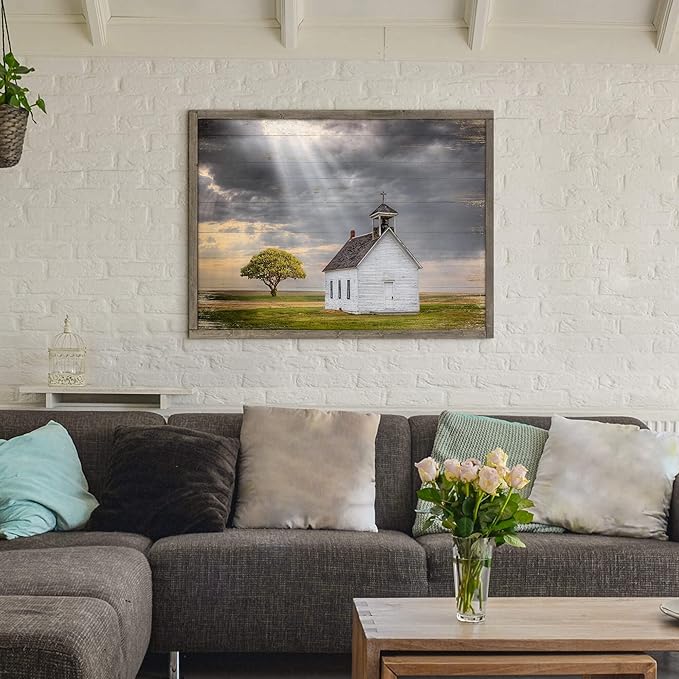 Wooden Barn Landscape Artwork Painting - Image 4