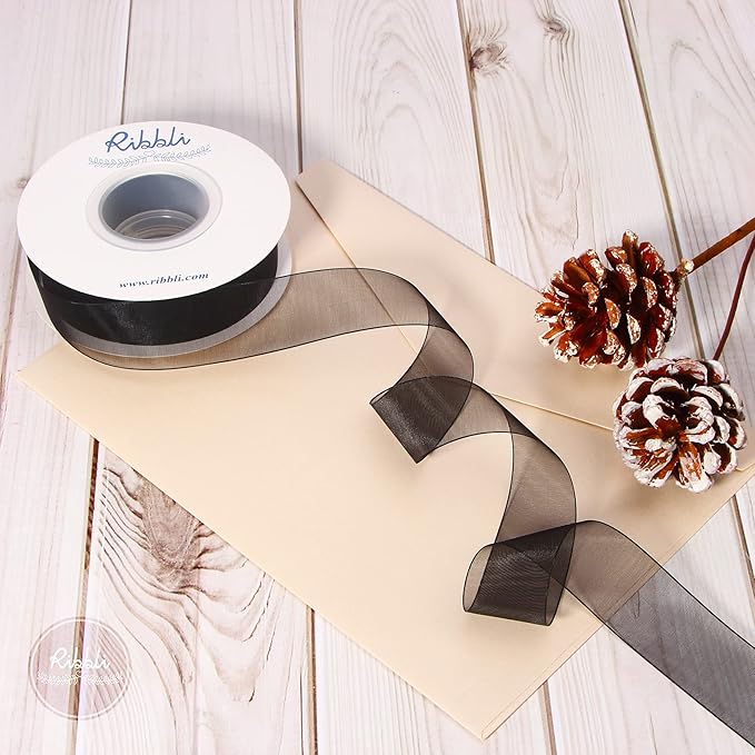 Ribbli Black Sheer Organza Ribbon, 1 Inches x Continuous 50 Yard Use - Image 7